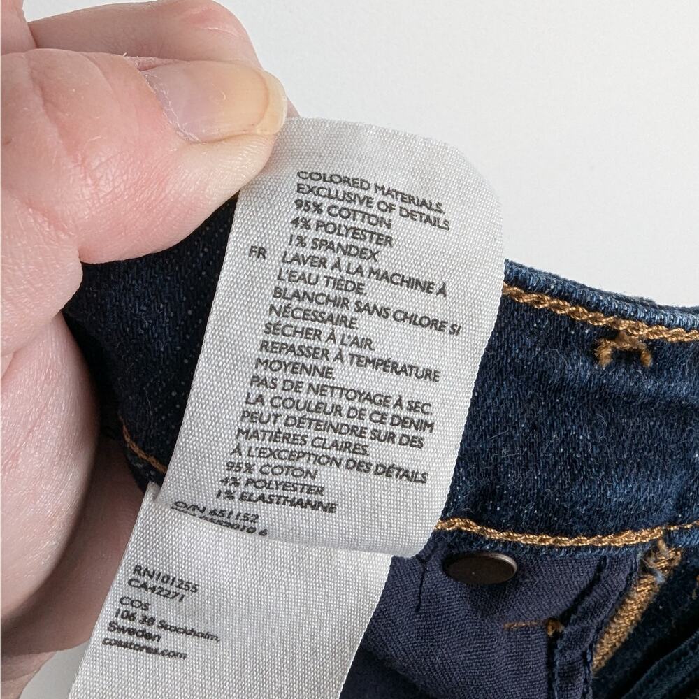 COS Women's Dark‎ Wash High Rise Skinny Fit Cropped Leg Jeans Size 28 - Picture 8 of 8